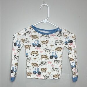 Mud Pie Farm Print Kids Pajama Top - Blue and Brown